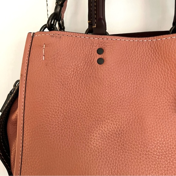 Coach Rogue 30 Melon Pink Coral Glovetanned Pebbled Leather Large Tote Bag - Picture 9 of 10